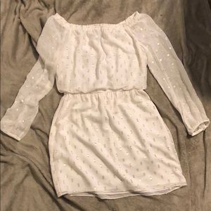 White House Black Market white and gold dress